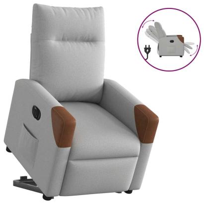 Scaun reclinabil electric, țesătură gri nor GartenMobel Dekor