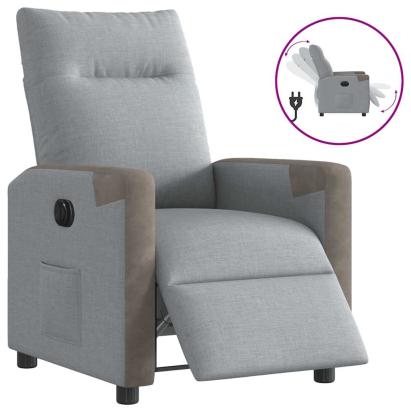 Fotoliu rabatabil electric, gri deschis, textil GartenMobel Dekor