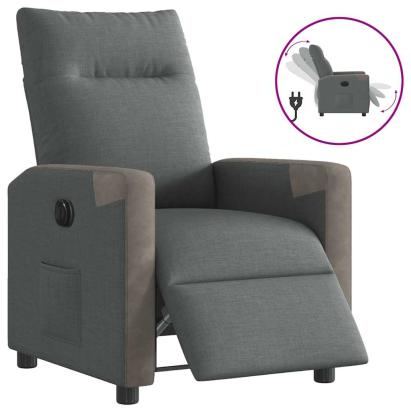 Fotoliu rabatabil electric, gri închis, material textil GartenMobel Dekor