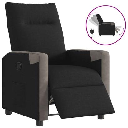 Fotoliu rabatabil electric, negru, material textil GartenMobel Dekor