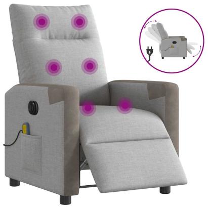 Scaun reclinabil electric pentru masaj Cloud Grey Fabric GartenMobel Dekor