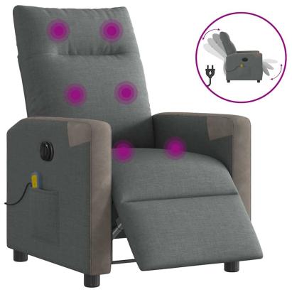 Fotoliu electric de masaj rabatabil, gri închis, textil GartenMobel Dekor