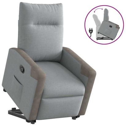 Fotoliu rabatabil cu ridicare, gri deschis, material textil GartenMobel Dekor