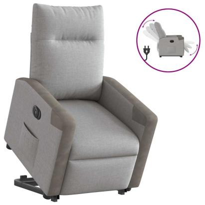 Scaun reclinabil electric, țesătură gri nor GartenMobel Dekor