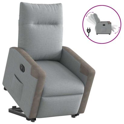 Fotoliu electric rabatabil cu ridicare, gri deschis, textil GartenMobel Dekor