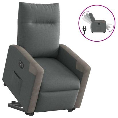 Fotoliu electric rabatabil cu ridicare, gri închis, textil GartenMobel Dekor