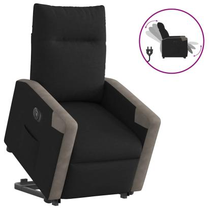 Fotoliu electric rabatabil cu ridicare, negru, textil GartenMobel Dekor