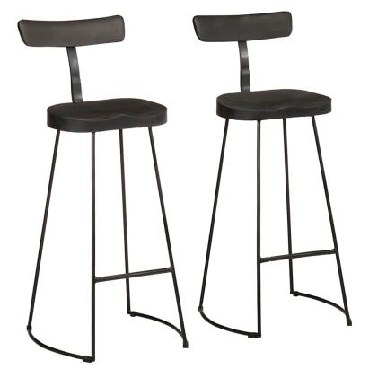 Scaune de bar 2 buc Negru 49x43x103 cm Lemn masiv Mango GartenMobel Dekor