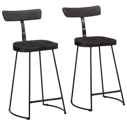 Scaune de bar 2 buc Negru 49x43x88 cm lemn masiv de mango GartenMobel Dekor