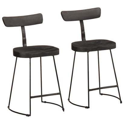 Scaune de bar 2 buc Negru 49x43x79 cm Lemn masiv Mango GartenMobel Dekor