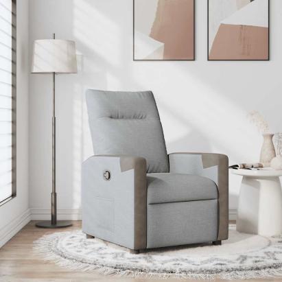Fotoliu rabatabil, gri deschis, material textil GartenMobel Dekor