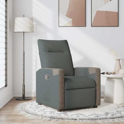 Fotoliu rabatabil, gri închis, material textil GartenMobel Dekor