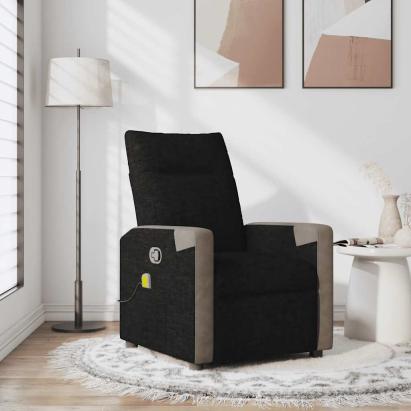 Fotoliu de masaj rabatabil, negru, material textil GartenMobel Dekor