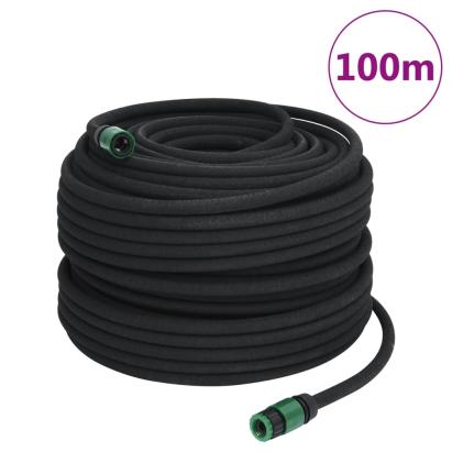 Furtun poros de grădină, negru, 0,6", 100 m, cauciuc GartenMobel Dekor
