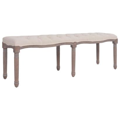 Bancă, alb crem, 59.1"x15.7"x18.9", țesătură și lemn masiv GartenMobel Dekor
