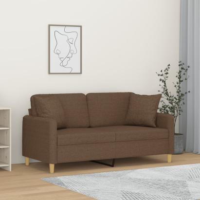 Canapea cu 2 locuri cu pernuțe, maro, 140 cm, textil GartenMobel Dekor