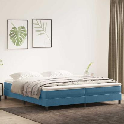 Pat cu arcuri fără saltea Albastru închis 200x210 cm catifea GartenMobel Dekor