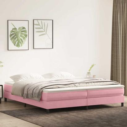 Pat cu arcuri fără saltea roz 200x210 cm catifea GartenMobel Dekor