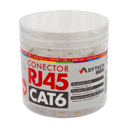 Mufa RJ-45 UTP Cat.6, 50u (100 buc) RJ45-CAT6-50U-JAR SafetyGuard Surveillance