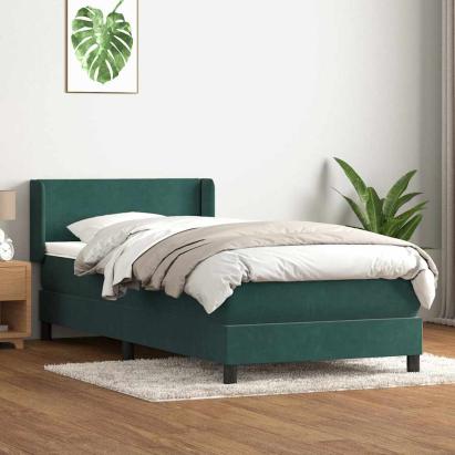 Pat box spring cu saltea, verde închis, 80x220 cm, catifea GartenMobel Dekor