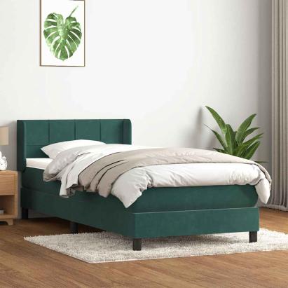 Pat box spring cu saltea, verde închis, 80x220 cm, catifea GartenMobel Dekor