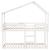 Pat supraetajat cu acoperiș, alb, 90x200 cm, lemn masiv de pin GartenMobel Dekor