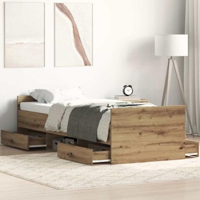 Cadru de pat fără saltea Stejar Artisan 90x190cm Lemn prelucrat GartenMobel Dekor