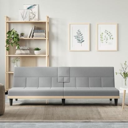 Canapea extensibilă cu suporturi de pahar, gri deschis, textil GartenMobel Dekor