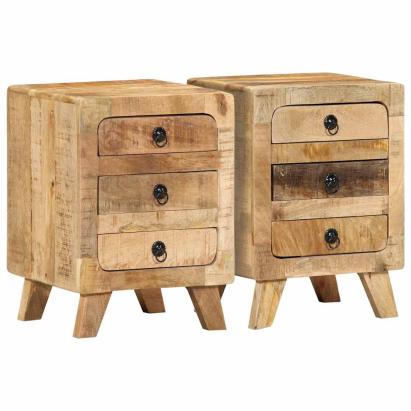 Noptiera 2 buc 37x32x50 cm Lemn masiv Mango brut GartenMobel Dekor