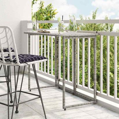 Masă de grădină pliabilă gri 90x51x75 cm Poly Ratan GartenMobel Dekor