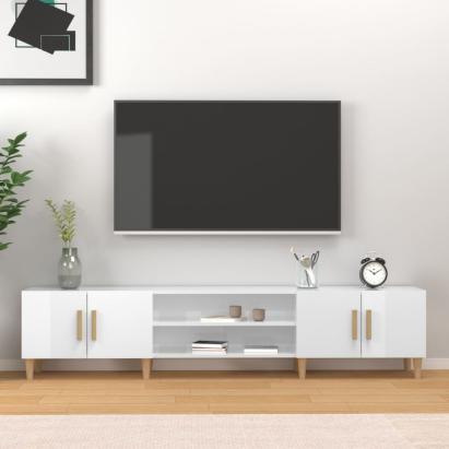 Comodă TV, alb extralucios, 180x31,5x40 cm, lemn prelucrat GartenMobel Dekor