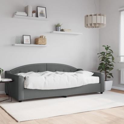 Pat de zi cu saltea, gri închis, 100x200 cm, textil GartenMobel Dekor