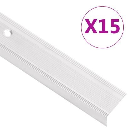 Profile trepte formă L, 15 buc, argintiu, 100 cm, aluminiu GartenMobel Dekor