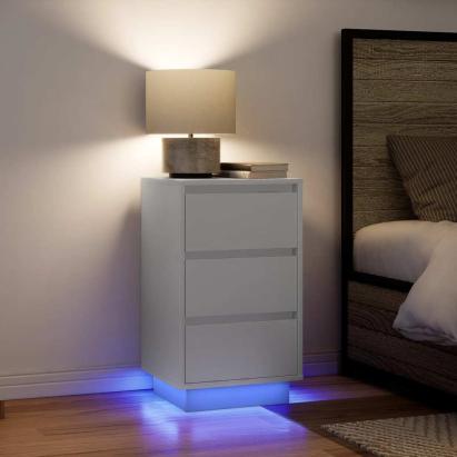 Noptiera cu lumini LED alb 38x34x65 cm GartenMobel Dekor