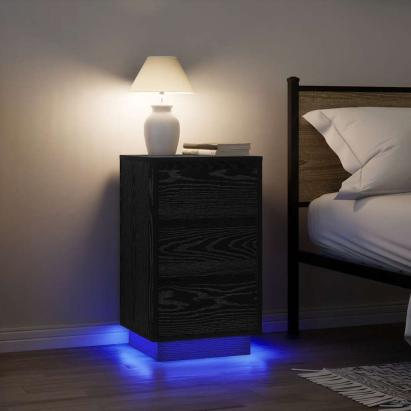 Noptiera cu lumini LED Negru 38x34x65 cm GartenMobel Dekor