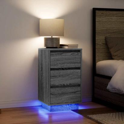 Noptiera cu lumini LED Gri Sonoma 38x34x65 cm GartenMobel Dekor