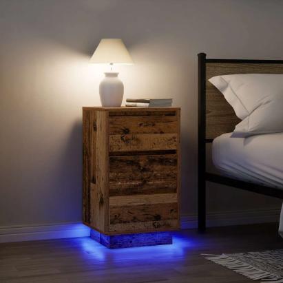 Noptiera cu lumini LED Lemn vechi 38x34x65 cm GartenMobel Dekor