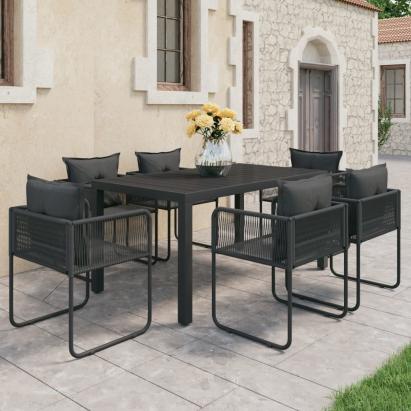 Set mobilier de grădină, 7 piese, negru, ratan PVC GartenMobel Dekor
