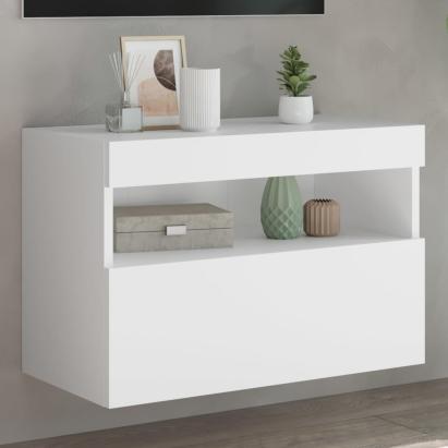 Comodă TV de perete cu lumini LED, alb, 60x30x40 cm GartenMobel Dekor