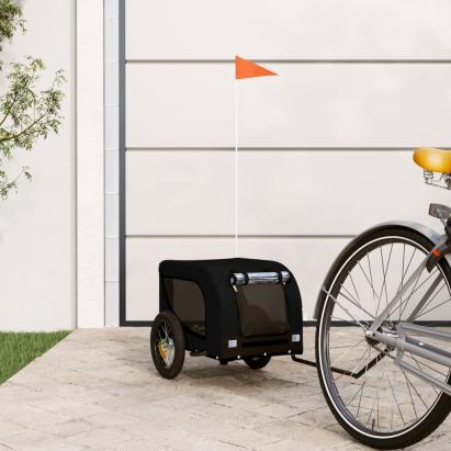 Remorcă bicicletă animale companie, negru, textil oxford/fier GartenMobel Dekor