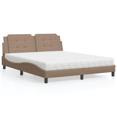 Pat cu saltea, cappuccino, 160x200cm piele ecologică GartenMobel Dekor
