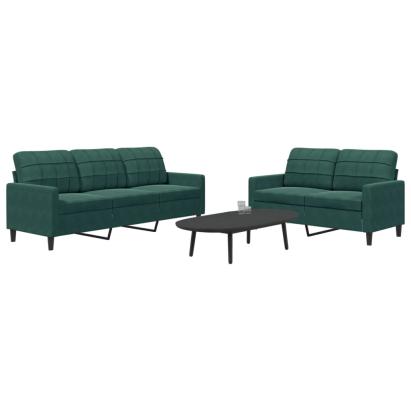 Set de canapele cu perne, 2 piese, verde închis, catifea GartenMobel Dekor