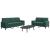 Set canapele cu perne/rulouri, 2 piese, verde închis, catifea GartenMobel Dekor