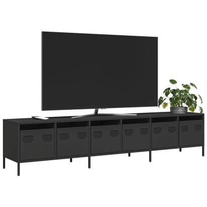 Dulap TV, negru, 202x39x43,5 cm, oțel laminat la rece GartenMobel Dekor