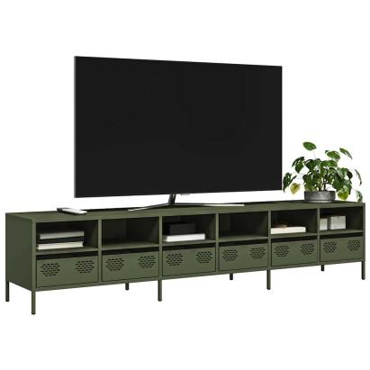 Dulap TV, verde măsliniu, 202x39x43,5 cm, oțel laminat la rece GartenMobel Dekor