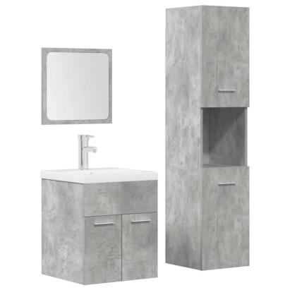 Set mobilier de baie, 4 piese, gri beton, lemn compozit GartenMobel Dekor