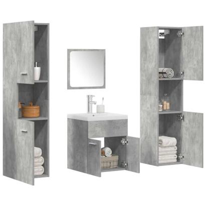 Set mobilier de baie, 5 piese, gri beton, lemn prelucrat GartenMobel Dekor