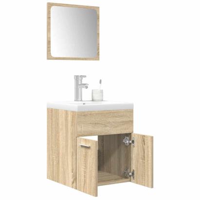 Set mobilier de baie, 3 piese, stejar sonoma, lemn prelucrat GartenMobel Dekor