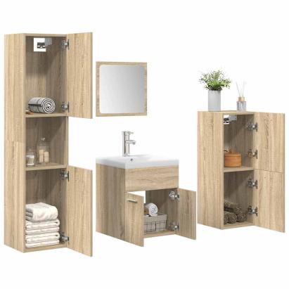 Set mobilier de baie, 5 piese, stejar sonoma, lemn prelucrat GartenMobel Dekor
