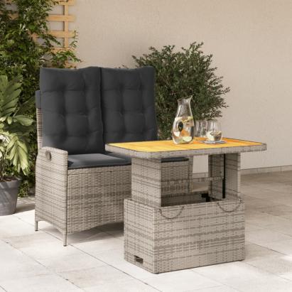 Set mobilier de grădină cu perne, 2 piese, gri, poliratan GartenMobel Dekor